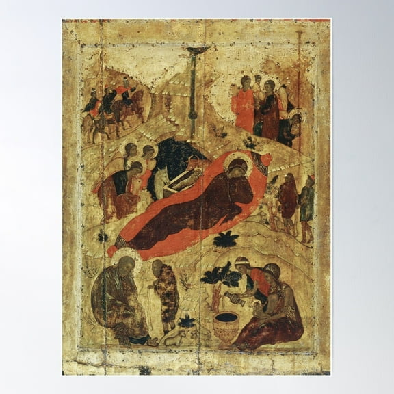 Iconography Nativity Of Jesus, Andrey Rublev Poster Wall Art, Modern Wall Decor For Living Room Bedroom, 24x36 UNFRAMED