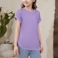 thumbnail image 2 of Lumtrix Girls Short Sleeve T Shirts Kids Crewneck Scallop Hem Soft Tunic Tops Dressy Casual Summer Tees 5-14 Years Light Purple 150, 2 of 5