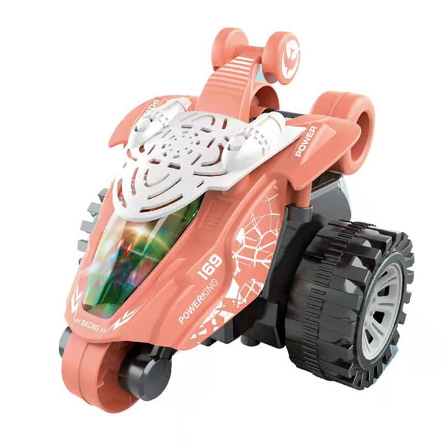 5Pink Childrens Rotating Stunt Car Toy With Light Music Effects Rollover Function Rechargeable Battery Long Play Time Age 3 Plus Safe For Indoor Outdoor Use