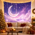 thumbnail image 3 of Crescent Moon and Glowing Pool with Violet Crystals and Stars, Mystical Fantasy for Nature Lovers, Mystical Wall Art Decor, Housewarming Gift, Tapestry Wall Hanging for Bedroom and Dorm Room, 3 of 7