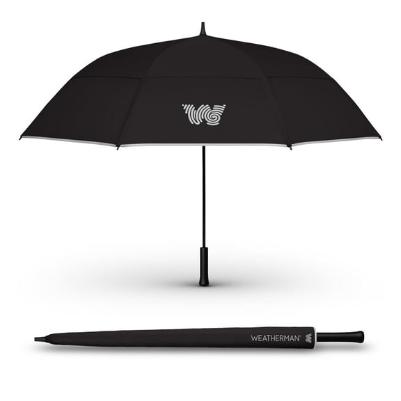 Weatherman Umbrella - Golf Lite Umbrella Large Oversize Windproof for Golf Bag Push Cart w/ UV Protection - Waterproof Heavy Duty Umbrellas for Rain Sun - Resists Up to 55 MPH Winds (Black, 66 inch)