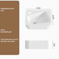 thumbnail image 5 of LiviNest Wall Mounted Bathroom Sink: 14x10 Inch Ceramic Vessel Vanity - Space Saving Modern Rectangular Design for Small Apartments & Powder Rooms with Faucet & Drain Included, 5 of 6