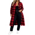 thumbnail image 4 of IUYRTFE Women's Long Plaid Button Down Shirt Jacket Casual Oversized Flannel Coat with Pockets, 4 of 8