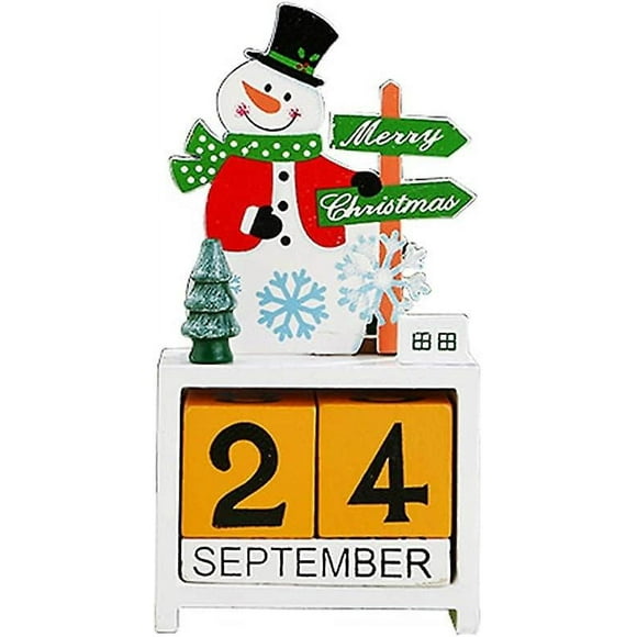 SHAR Dww-bonhomme De Neige Pre Nol Elk Nol (bonhomme De Neige) Compte Rebours Calendrier En Bois Dcoration De Nol Pour La Maison Et Le Bureau