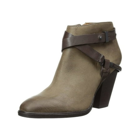 

DOLCE VITA Womens Brown Harness Details Push-Pin Hardware Padded Braided Harlene Almond Toe Stacked Heel Zip-Up Leather Booties 11 M
