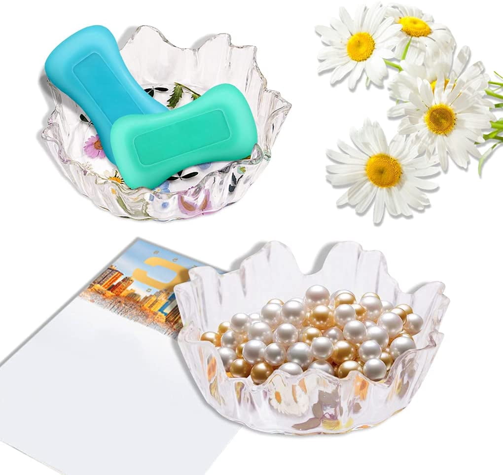 ABCISI Large Bowl Resin Mold, 8'' Round Silicone Molds for Resin, Plaster, Concrete Cement, Wave Edge Tray Casting Epoxy Mold, DIY Succulent Pot Planter