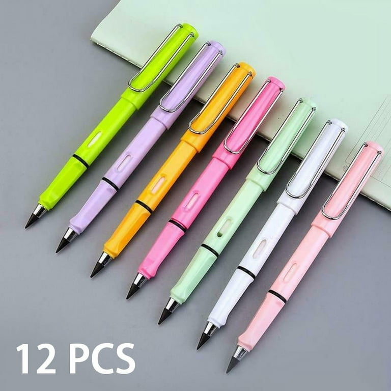 12 Colors Set Everlasting Pencil with Refill Unlimited Writing Pencils  Eternal Erasable Pencil Pens for kids