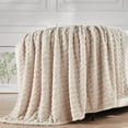 thumbnail image 4 of Super Soft Throw Blanket Linen Premium Silky Flannel Fleece 3D Waffle Checkered Lightweight Bed Blanket All Season Use (Linen, Throw(50"x70")), 4 of 6