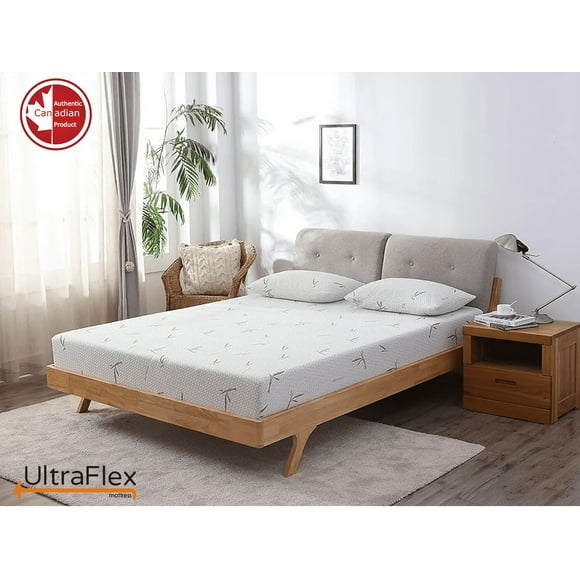 UltraFlex SolidSleep - Confort Ferme Infusé de Gel Fabriqué au Canada Réversible avec Soulagement de la Pression, Technologie de Refroidissement, Housse en Bambou, Mousse Certifiée CertiPUR-US (Fabriqué au Canada)