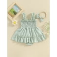 thumbnail image 3 of Bagilaanoe Newborn Baby Girl Summer Rompers Dress Print Sleeveless Bodysuits + Headband 3M 6M 12M 18M 24M Infant Patchwork A-line Dresses, 3 of 6