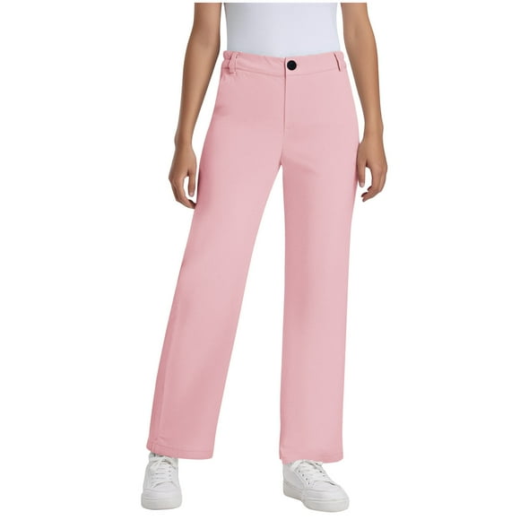 Kids Girl's Pants on Clearance Girls Summer Dress Pants Fashion Straight Leg High Waisted Casual Suit Pants for Teens with Pockets New Pinky 150