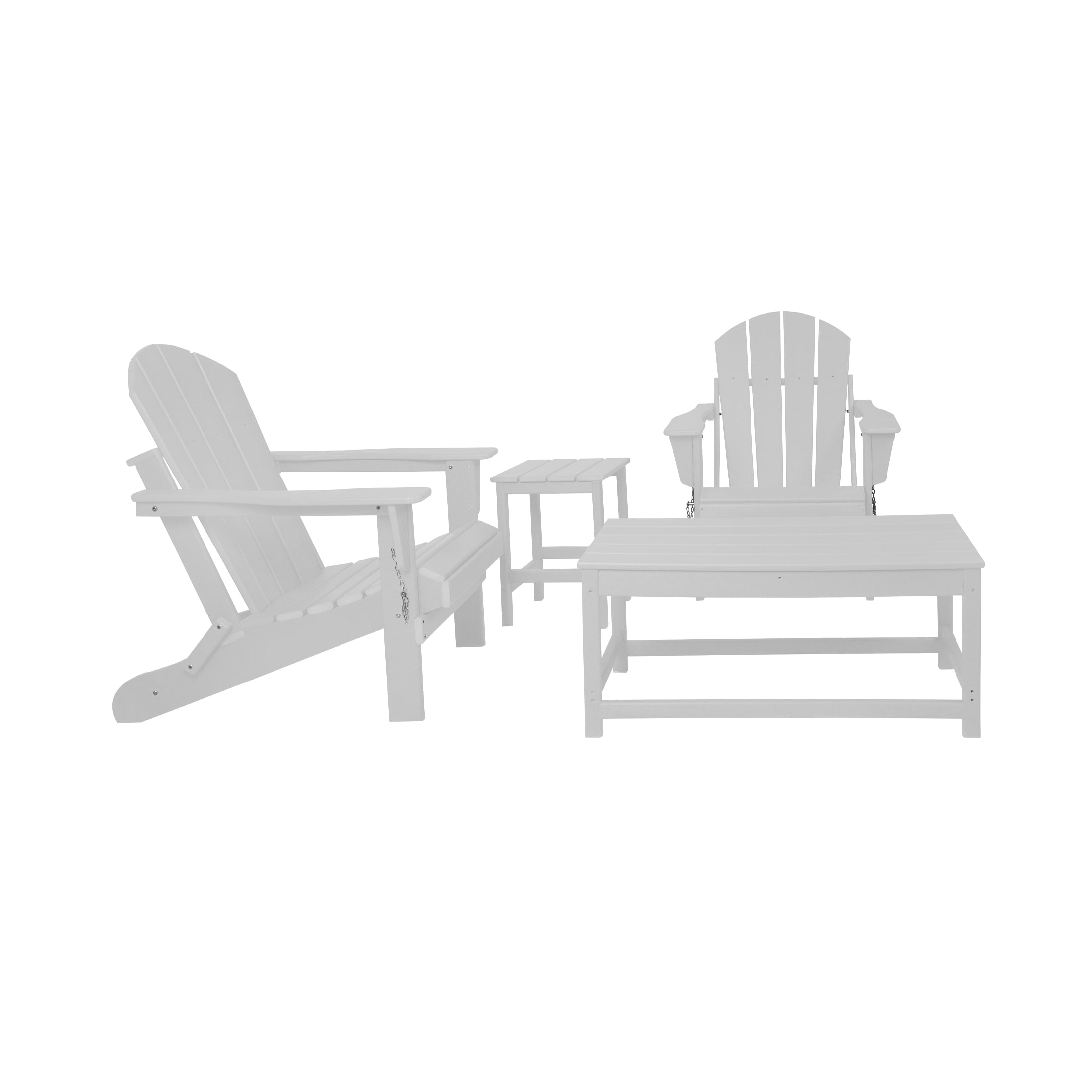 4-Piece Outdoor Paio Adirondack Conversation Seating Set, White