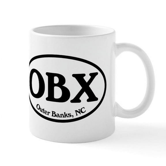 CafePress - OBX Outer Banks, NC Oval Mug - 11 oz Ceramic Mug - Novelty Coffee Tea Cup
