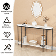 thumbnail image 5 of Hassch 11.4"W Narrow Console Table with Open Storage Shelf, 41"L Oval Sofa Table for Living Room, Hallway, Foyer, White & Black, 5 of 6