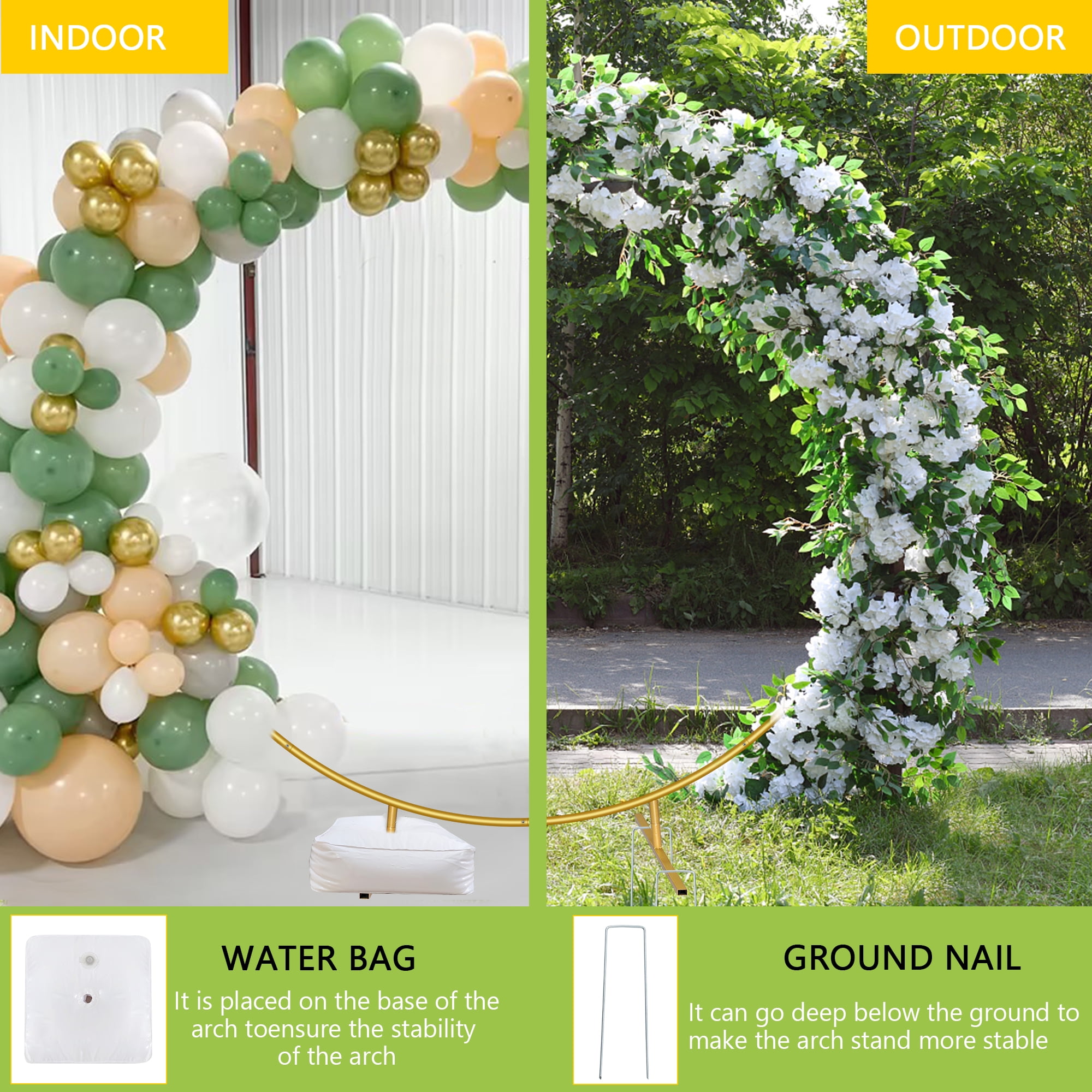 JOPESO 6.6FT Garden Arch for Wedding, Metal Round Backdrop Stand Wedding Arch, Circle Arch Frame Balloon Backdrop Stand with Base for Party Birthday Graduation Baby Shower Anniversary Ceremony Decor