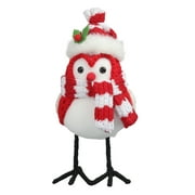 Holiday Time Red and White Fabric Bird with Scarf, 7"