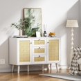 Black Storage Rattan Sideboard Kitchen with