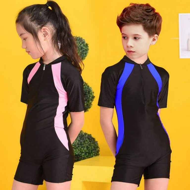 Kid's Athletic Swimsuits Girls Short Sleeve Rash Guard Swimwear Bathing  Suit