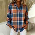 thumbnail image 2 of Women's Plaid Button Down Shirts Casual Long Sleeve Loose Blouse Business Office Work Wear Spring Going Out Tops, 2 of 6
