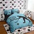 thumbnail image 2 of Erosebridal Grunge Hockey Silhouette Twin Bedding Sets, Sport Bedding Comforter Set for Men and Boys, Black Reversible 7-Piece, 2 of 6