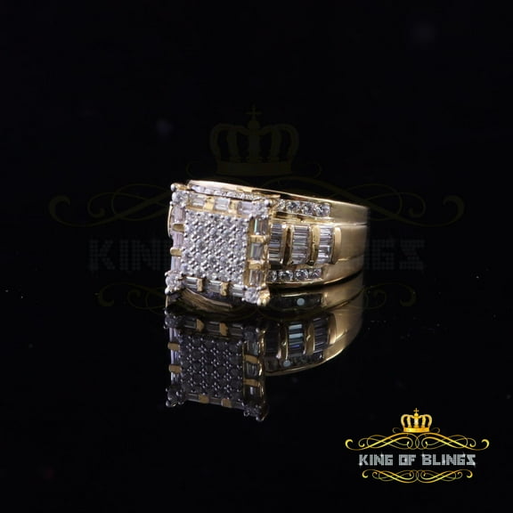 King Of Bling's 925 Sterling Yellow Square 2.34 ct Cubic Zirconia Silver Womens Ring size 8