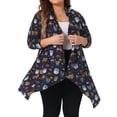 thumbnail image 1 of Cárdigan de mujer plus size GRACE & GRANDEUR, fluido, suelto, de frente abierto, suéter de punto para oto?o e invierno, 1X azul marino, 1 of 1