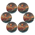 thumbnail image 2 of 15.4" Round Placemat Set of 6 Polyester Fabric Place Mats Non-Slip Dining Kitchen Table Mats for Kitchen Party Decor Colorful Clouds and Mountains, 2 of 5
