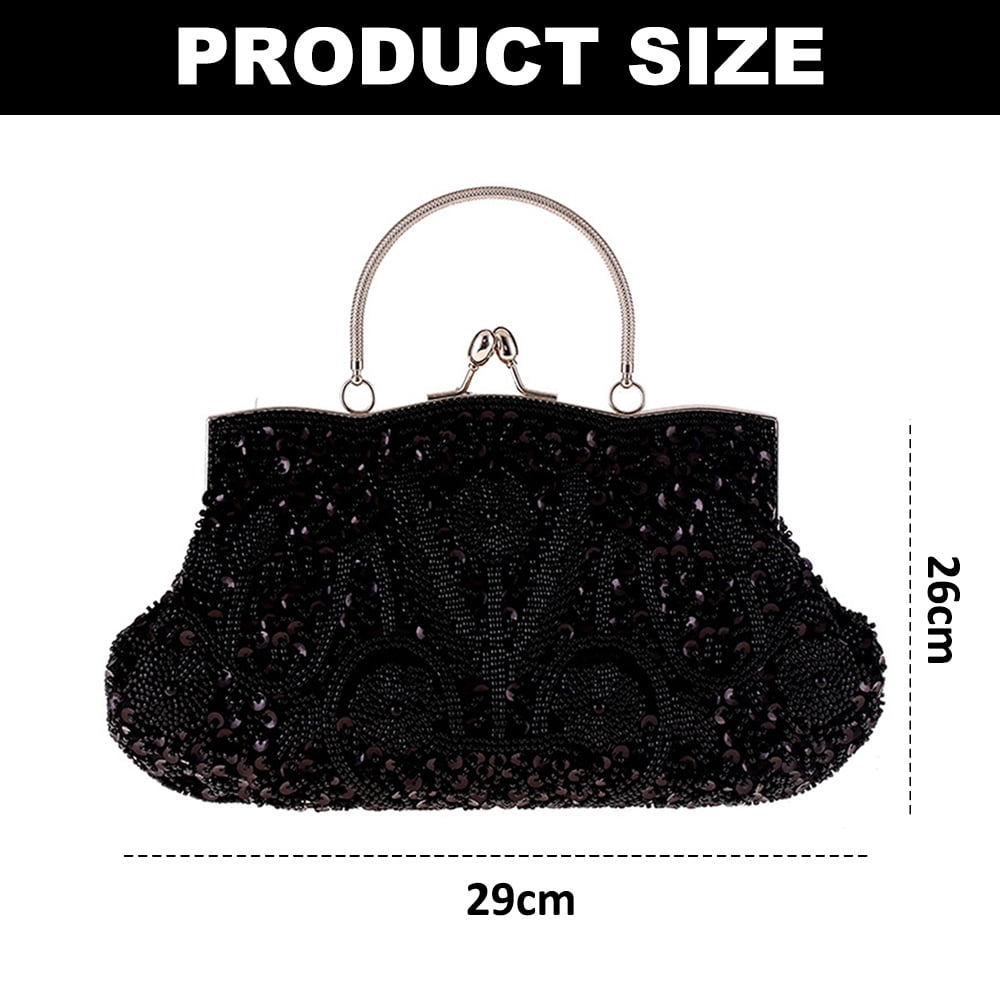 1920s Handbag Evening Clutch Bag for Wedding Cocktail Dance Party 20s Beaded Bag Evening Purse black Walmart
