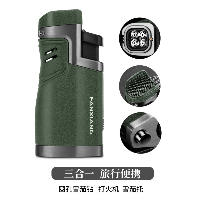 Cigar Lighter Travel Portable Three-In-One Cigar Drill Cigar Cigarette Holder Cigarette Lighter Gift Box Cb-24Ff1