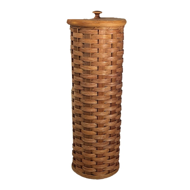 Amish Baskets and Beyond Oak Stain Free Standing 5 Roll Toilet Paper