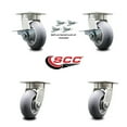 thumbnail image 2 of 5 Inch Kingpinless Thermoplastic Rubber Wheel Caster Set 4 Swivel Locks 2 Brakes, 2 of 2