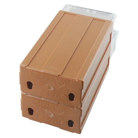 Hardware Tool Storage Box Stackable Plastic Screw Nail Beads Storage Container Component Drawer Toolbox Organizer 2Pcs Brown Smile Home