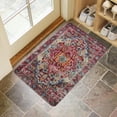 thumbnail image 4 of Retro Door Mat, 17 X 30 Inch Bohemian Orange Floral Patterned Carpet Welcome Doormat Decorative Home Floor Mat, Non Slip Rubber Back and Strong Water Absorption for Outdoor Indoor Entrance Decor, 4 of 6