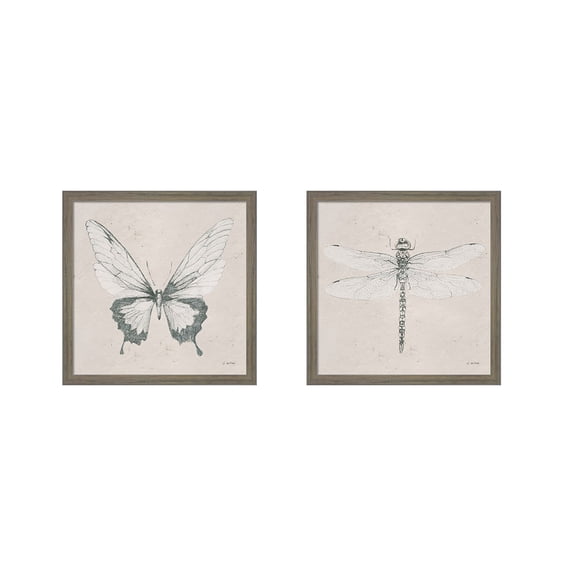 Great Art Now Soft Summer Sketches by James Wiens, 2 Piece Framed Art Set Each 13.5W x 13.5H