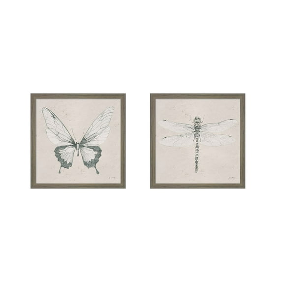 Great Art Now Soft Summer Sketches by James Wiens, 2 Piece Framed Art Set Each 13.5W x 13.5H