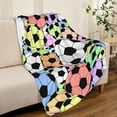 thumbnail image 4 of Sport Football Soccer Ball Pattern Throw Blanket Soft Bed Bedding Warm Cozy Plush Flannel Fleece Blankets Gifts for Kids Boys Teens Men, Sofa Couch Bedroom Home Decor, 50x60, 4 of 6