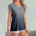 thumbnail image 4 of Delayuji Womens T Shirts V Neck Cap Short Sleeve Summer Tops Trendy 2025 Loose Casual Tshirts with Pocket Gray S Cotton Short Sleeve Shirts for Women, 4 of 8