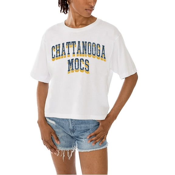 Women's Gameday Couture White Tennessee Chattanooga Mocs Claim To Fame Boxy Cropped T-Shirt