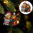 thumbnail image 2 of Christmas Adorable Cat in Santa Hat Stained Glass Style Ornament and Decor丨B, 2 of 9