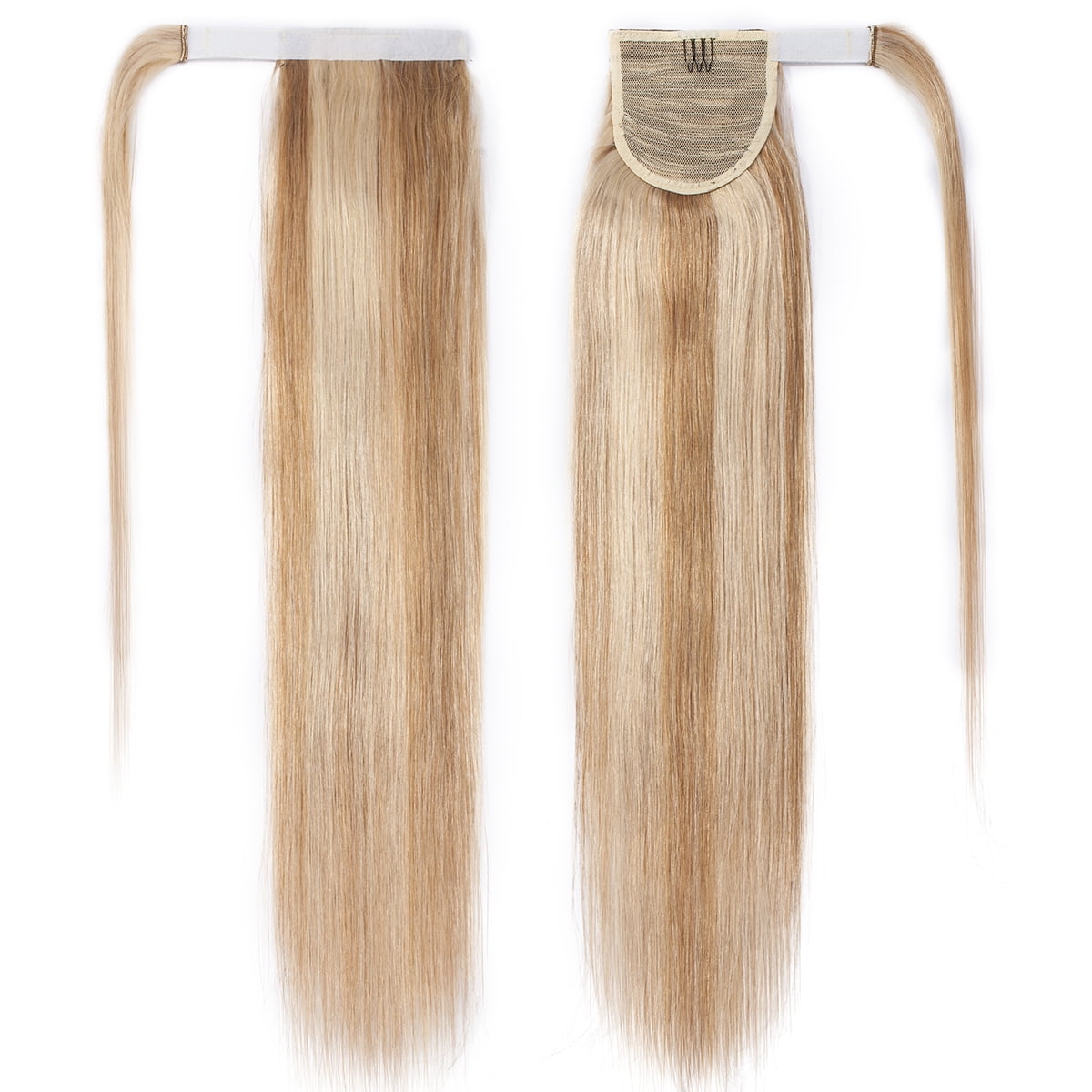 SEGO Clip in Hair Extensions Human Hair 100% Remy Human Hair Wrap Around Ponytail Extension Thick Long Straight Hairpiece with Comb Magic Paste Pony Tail