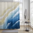 thumbnail image 3 of Navy Blue Beige Beach Shower Curtain, Abstract Gradient Sandy Beach Ocean Waves Waterproof Shower Curtain Set with 12 Hooks Lightweight Bath Curtains Fabric Bathroom Decor 72x72 Inches, 3 of 9