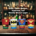 thumbnail image 3 of Silver Buffalo DC Comics Justice League Superhero Uniforms Featuring Robin, Batman, Superman, and Wonder Woman 4 Pack Mini Glasses, 1.5 Ounces, 3 of 3