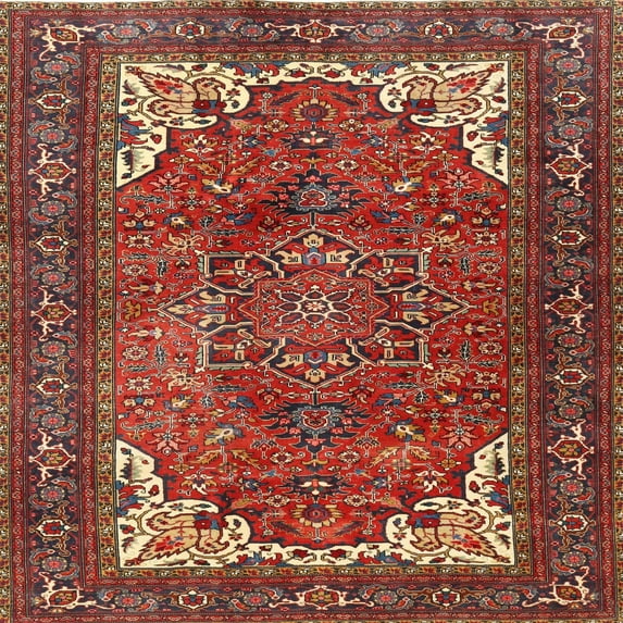 Ahgly Company Machine Washable Indoor Square Traditional Orange Salmon Pink Area Rugs, 5' Square