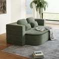 thumbnail image 2 of BUIORD 75" Convertible Loveseat Sofa, 2-in-1 Foldable Sleeper Sofa Bed with Multi Functional Blanket, Corduroy Floor Sofa for Living Room Bedroom, Green, 2 of 9
