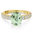 thumbnail image 3 of Gem Stone King 14K Two Tone Gold Green Prasiolite and Lab Grown Diamond Engagement Ring for Women | 3.28 Cttw | Oval 10X8MM | Gemstone Birthstone | Size 6, 3 of 6