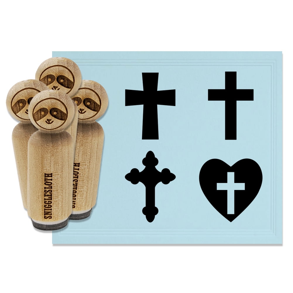 Crosses Christian Angled Heart Church Rubber Stamp Set for Scrapbooking Crafting Stamping