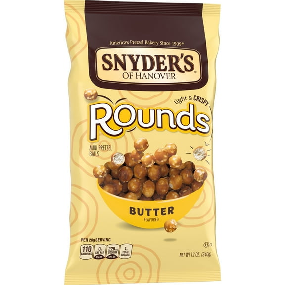 Snyder's of Hanover Butter Flavored Mini Pretzel Rounds, 3-Pack 12 oz. Bags