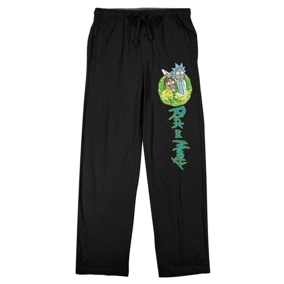 Rick and Morty Portal Logo Men's Black Sleep Pajama Pants-Medium