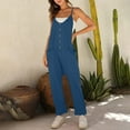 thumbnail image 7 of Levmjia Women Jumpsuit Casual V Neck Wide Leg Romper Summer Cotton Comfortable Plus Size Work Office Holiday Travel Lounge Sleeveless Elastic Waist Pocket Solid Color Outfit, 7 of 7