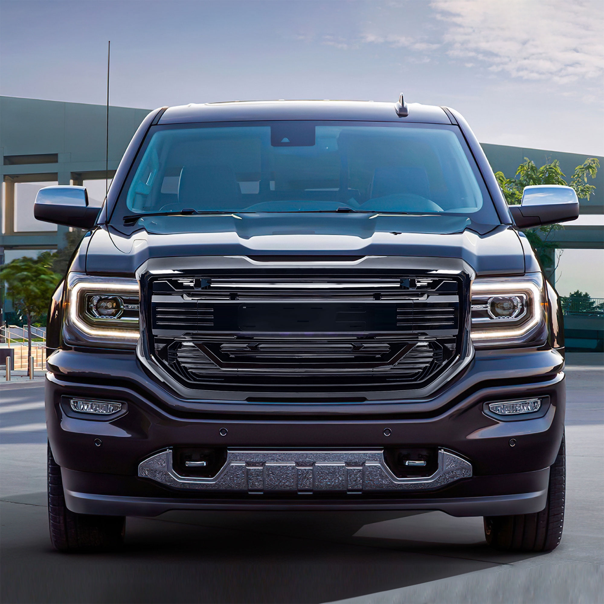 AMERICAN MODIFIED Armor Grille for 2016-2018 GMC Sierra 1500, Glossy Black